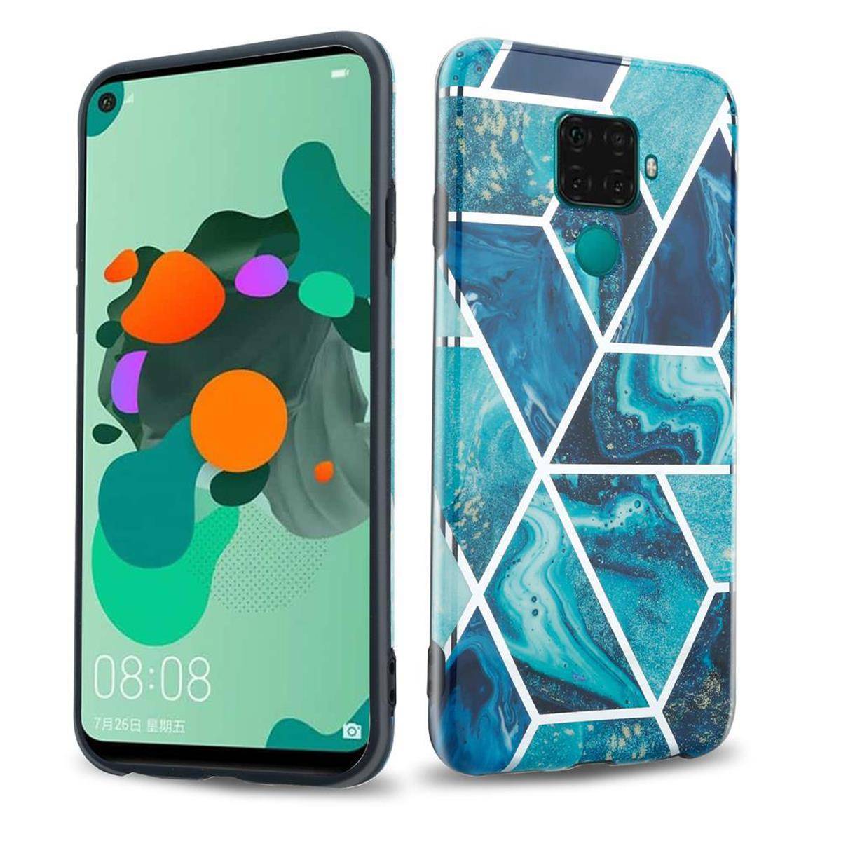 Cadorabo Schutzhülle für Huawei MATE 30 LITE Hülle in Blau TPU Handyhülle Etui Case Cover