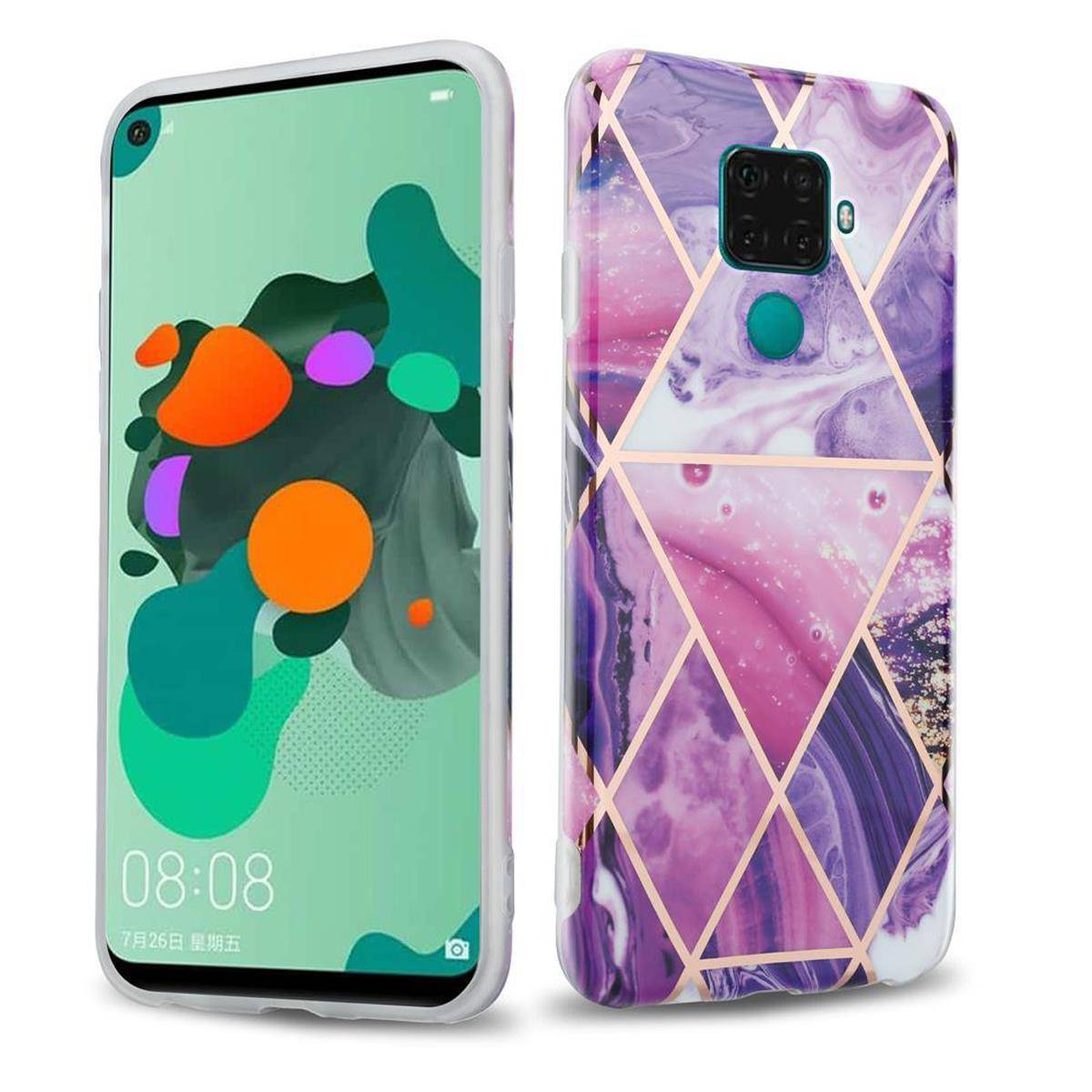 Cadorabo Schutzhülle für Huawei MATE 30 LITE Hülle in Lila TPU Handyhülle Etui Case Cover