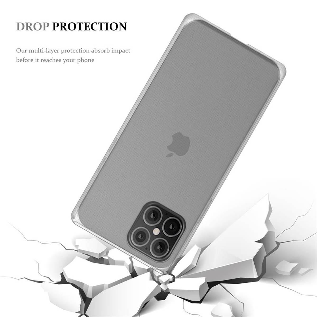Cadorabo Hülle für Apple iPhone 12 MINI Schutz Hülle in Transparent Schutzhülle TPU Silikon Cover Etui Case