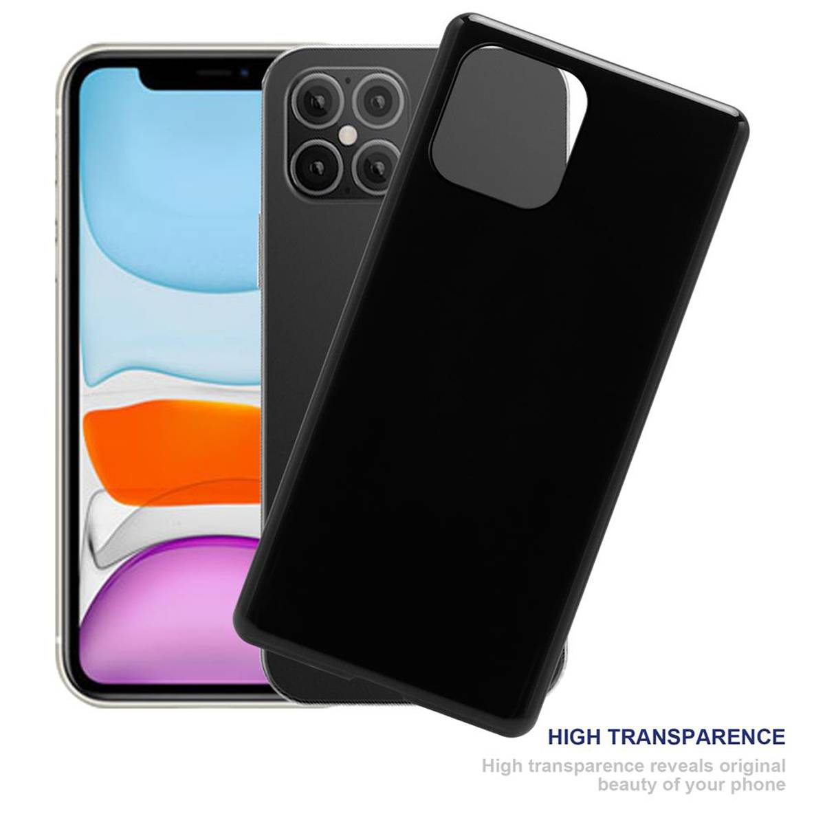 Cadorabo Hülle für Apple iPhone 12 MINI Schutz Hülle in Schwarz Schutzhülle TPU Silikon Cover Etui Case