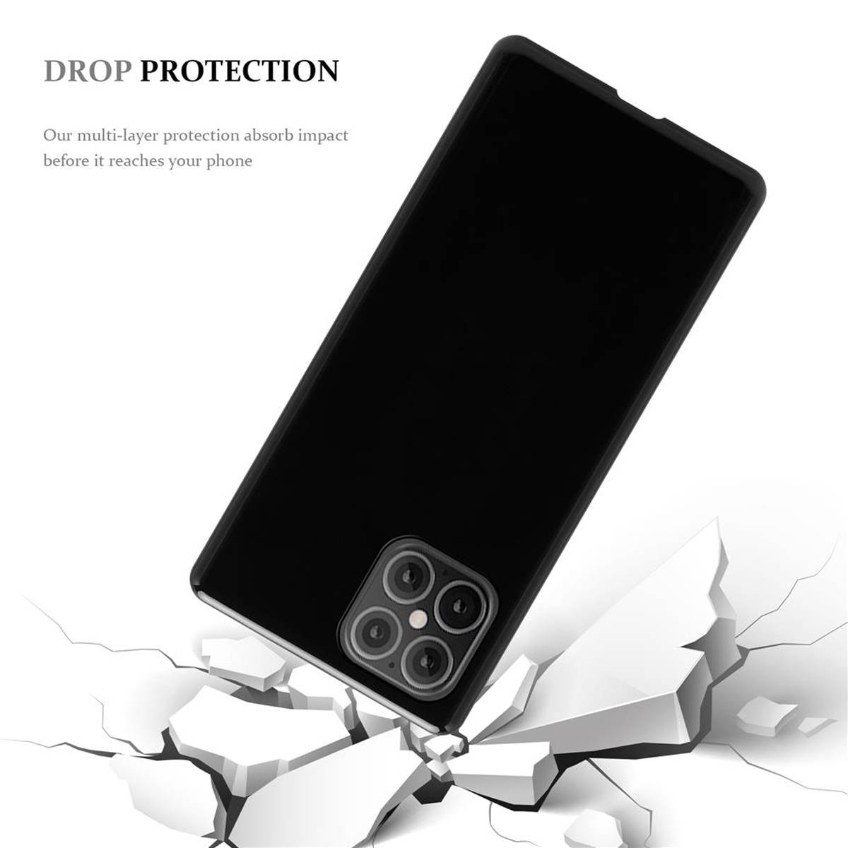 Cadorabo Hülle für Apple iPhone 12 MINI Schutz Hülle in Schwarz Schutzhülle TPU Silikon Cover Etui Case