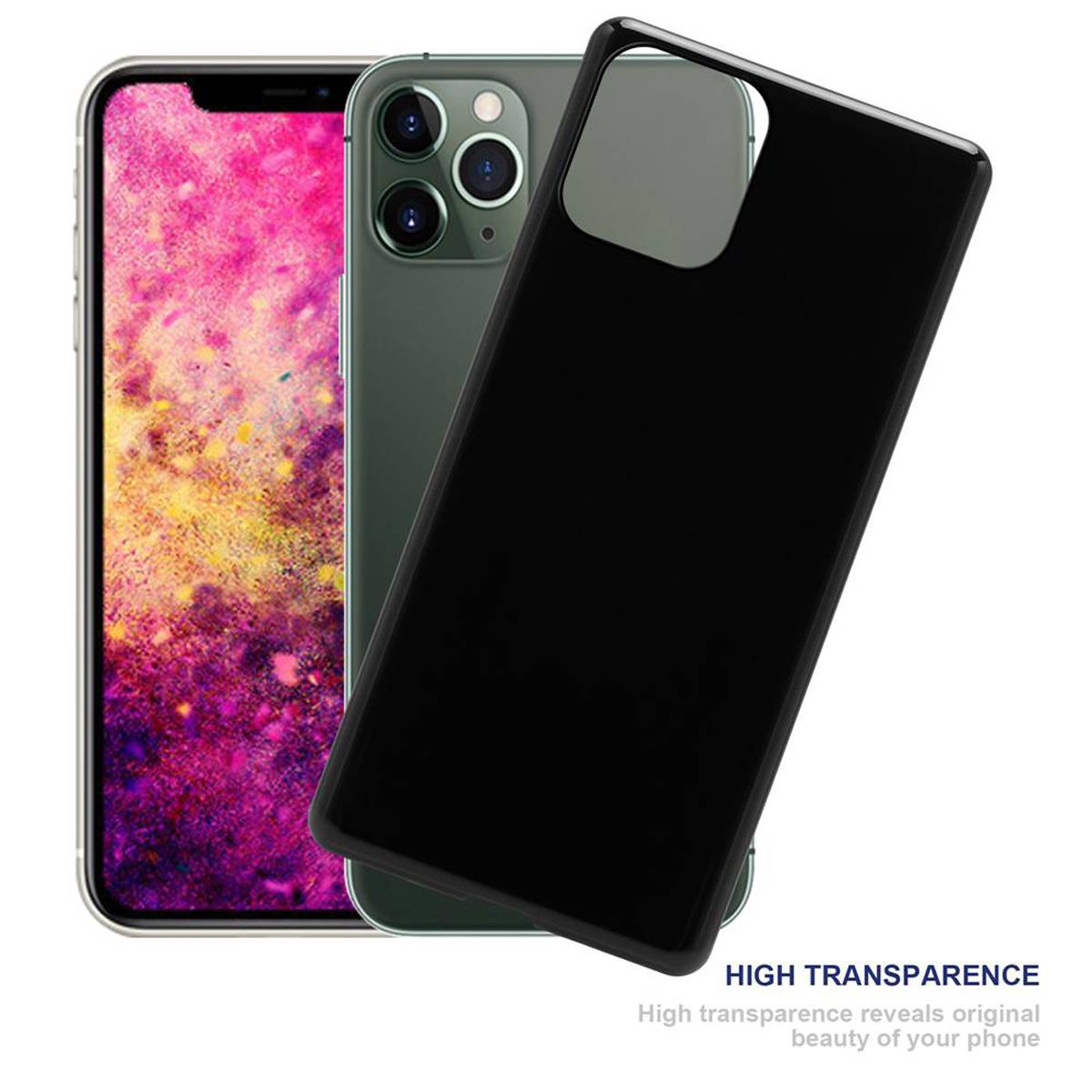 Cadorabo Hülle für Apple iPhone 12 / 12 PRO Schutz Hülle in Schwarz Schutzhülle TPU Silikon Cover Etui Case