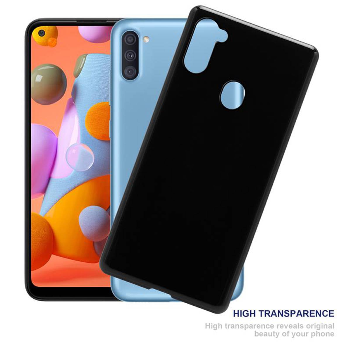 Cadorabo Hülle für Samsung Galaxy A11 / M11 Schutz Hülle in Schwarz Schutzhülle TPU Silikon Cover Etui Case