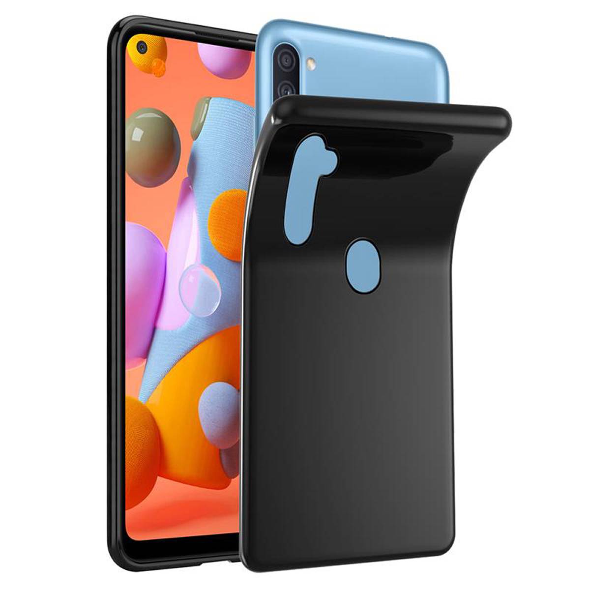 Cadorabo Hülle für Samsung Galaxy A11 / M11 Schutz Hülle in Schwarz Schutzhülle TPU Silikon Cover Etui Case