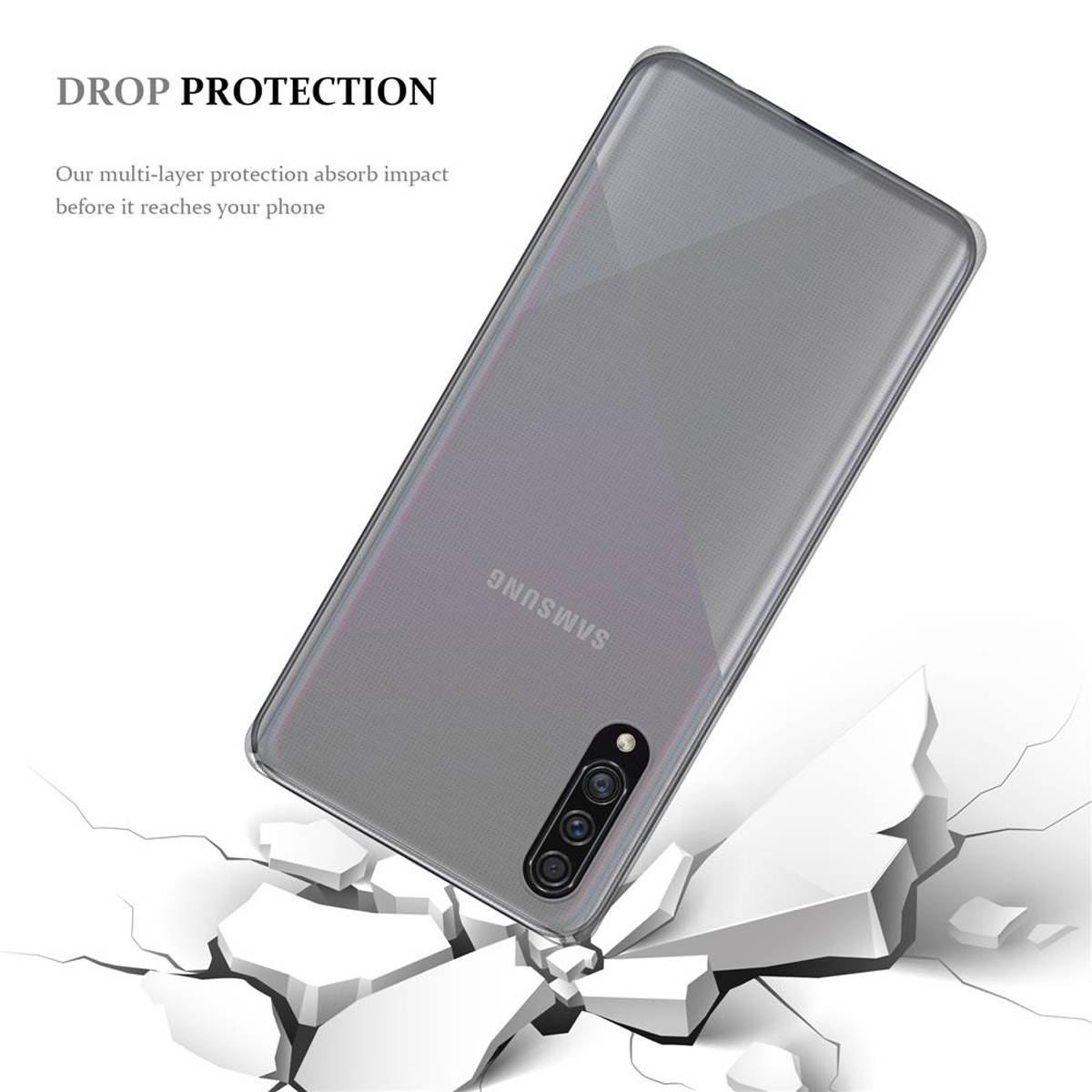 Cadorabo Hülle für Samsung Galaxy A50 4G / A50s / A30s Schutz Hülle in Transparent Schutzhülle TPU Silikon Cover Etui