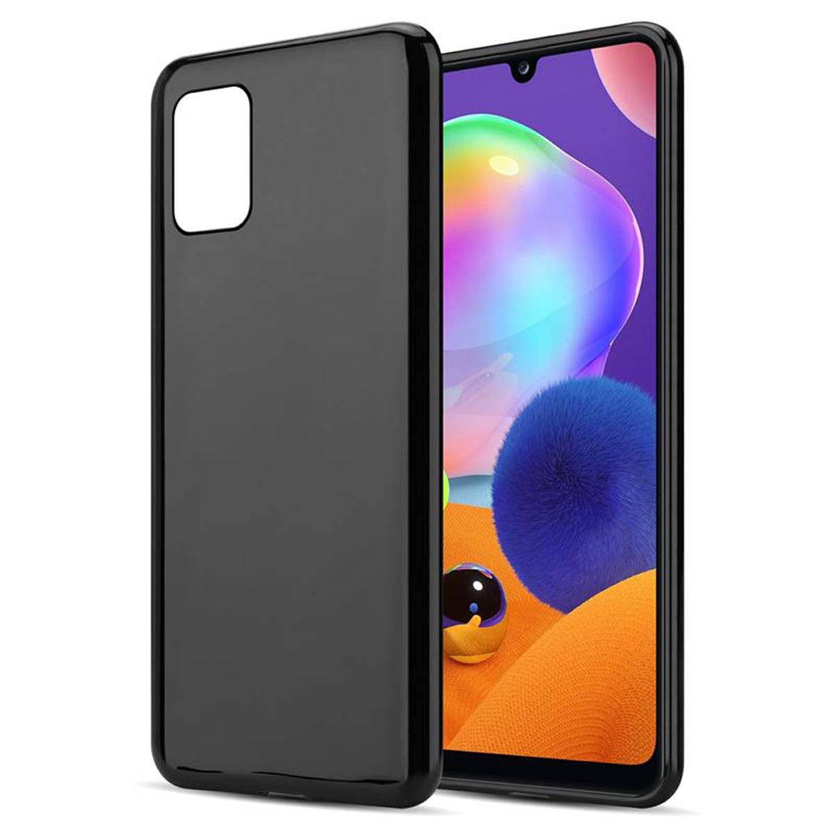 Cadorabo Hülle für Samsung Galaxy A31 Schutz Hülle in Schwarz Schutzhülle TPU Silikon Cover Etui Case