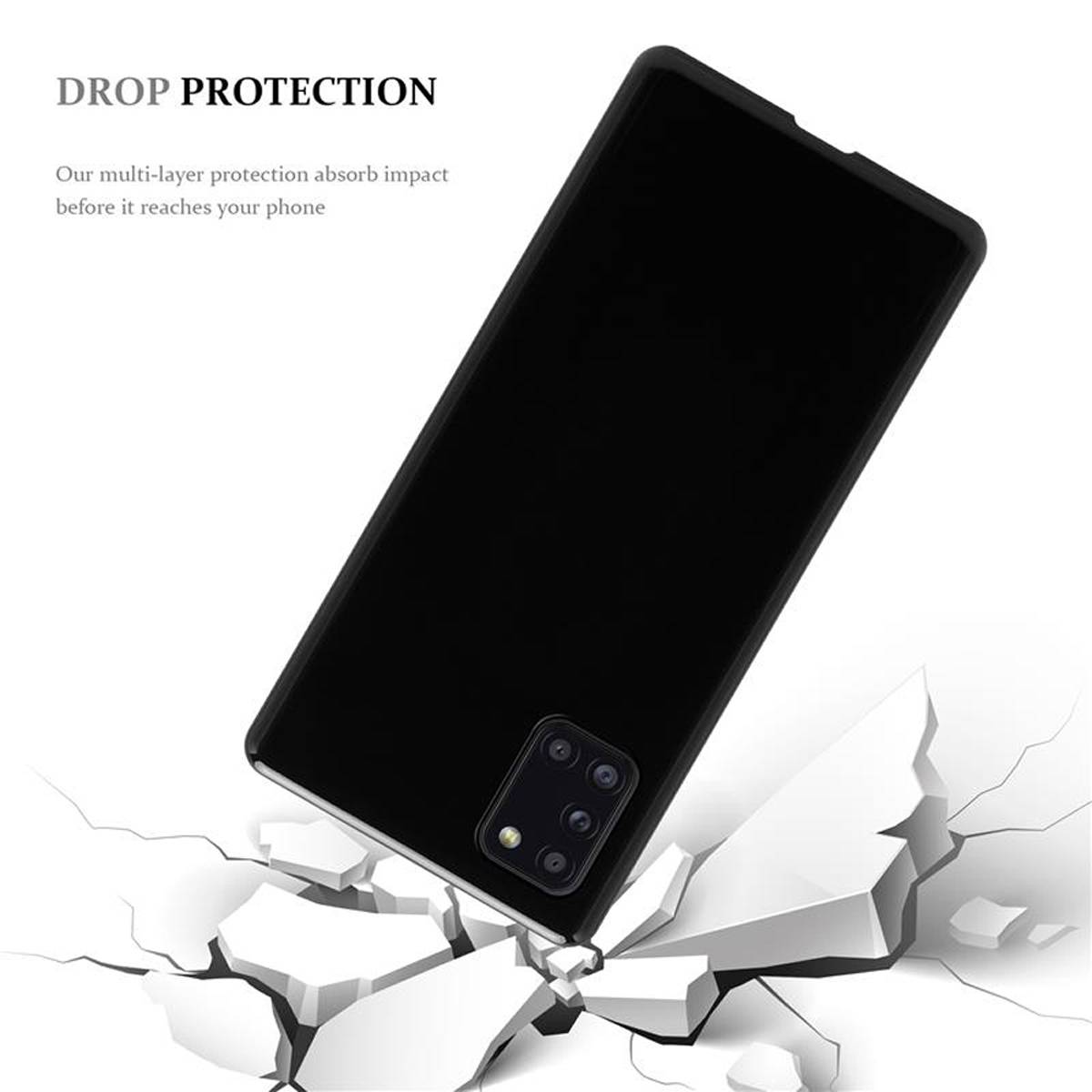 Cadorabo Hülle für Samsung Galaxy A31 Schutz Hülle in Schwarz Schutzhülle TPU Silikon Cover Etui Case