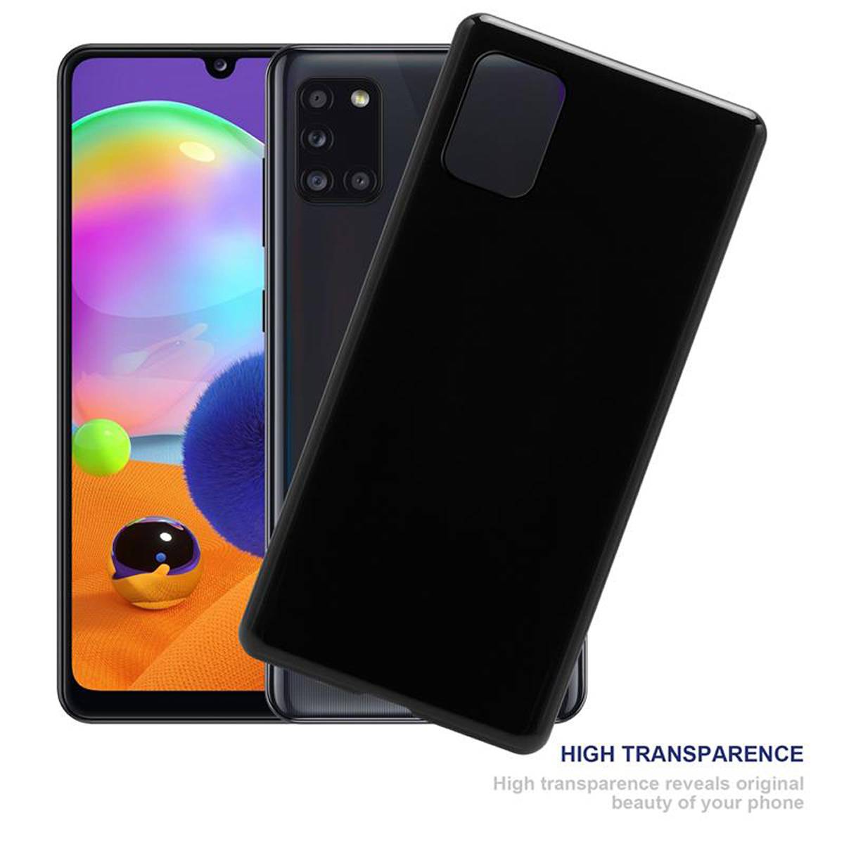 Cadorabo Hülle für Samsung Galaxy A31 Schutz Hülle in Schwarz Schutzhülle TPU Silikon Cover Etui Case
