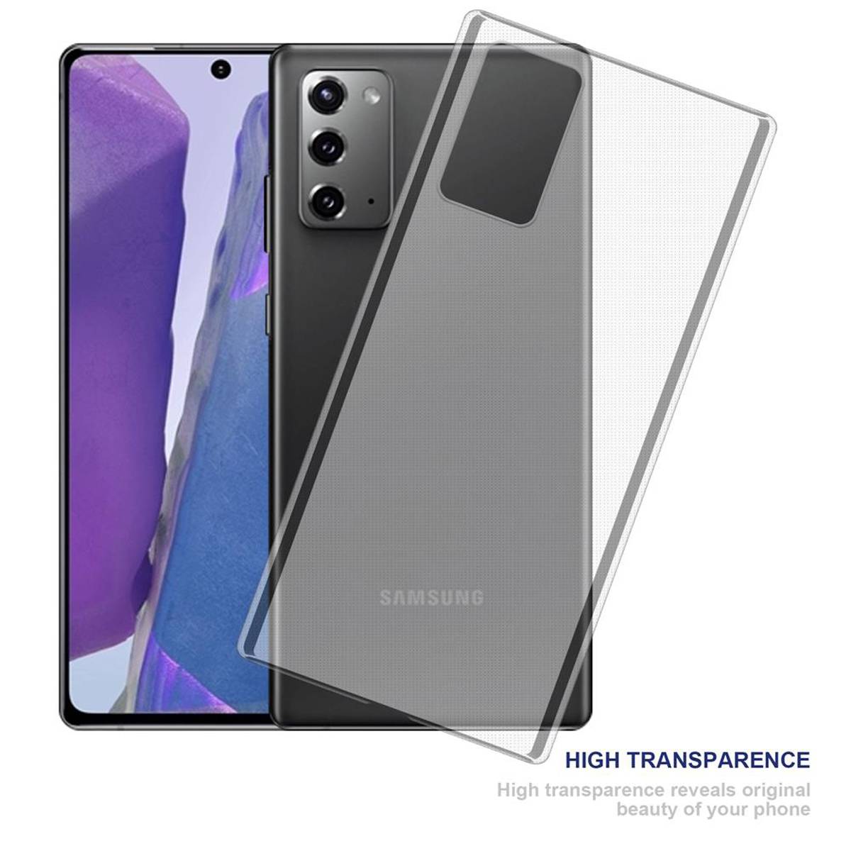 Cadorabo Hülle für Samsung Galaxy NOTE 20 Schutz Hülle in Transparent Schutzhülle TPU Silikon Cover Etui Case
