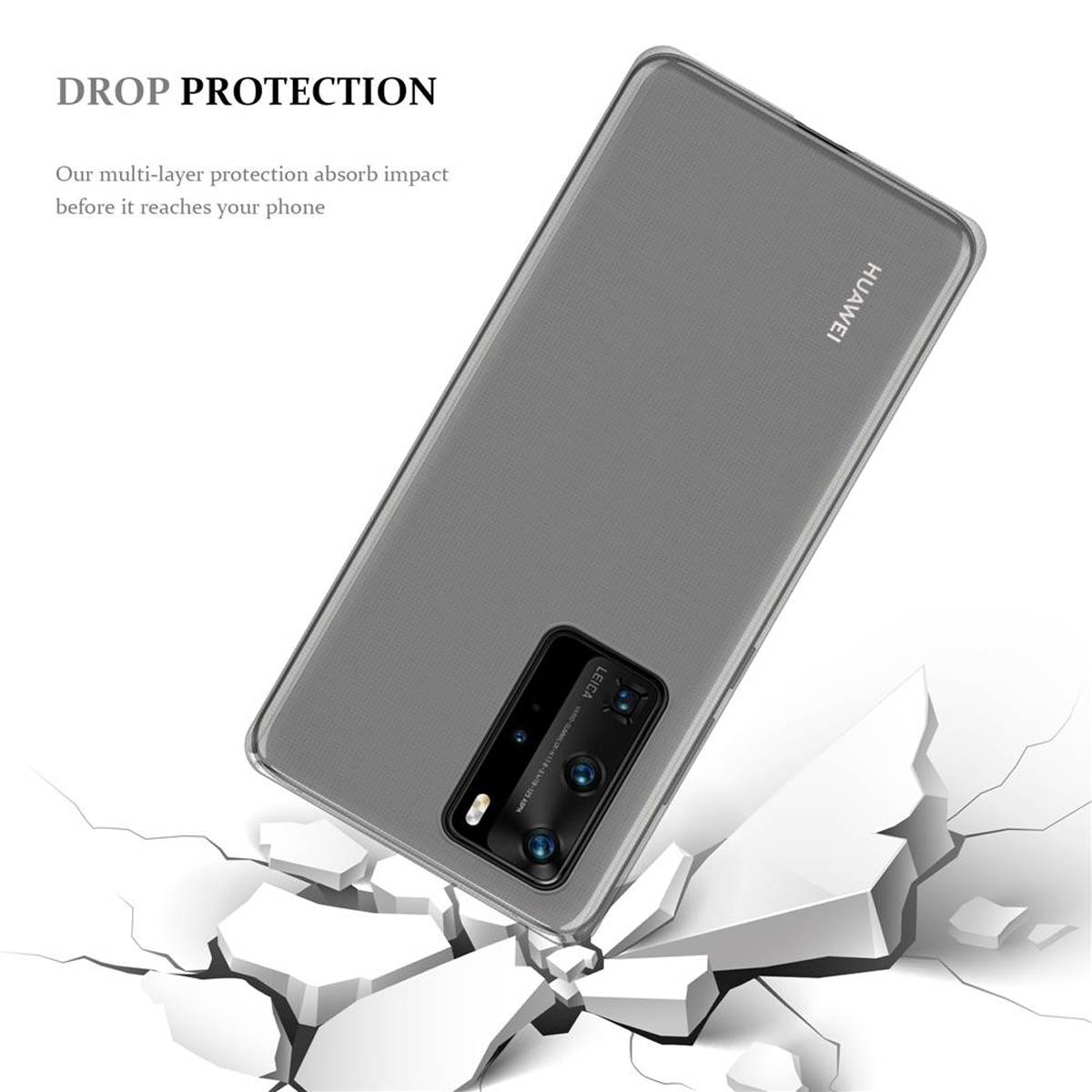 Cadorabo Hülle für Huawei P40 Schutz Hülle in Transparent Schutzhülle TPU Silikon Cover Etui Case