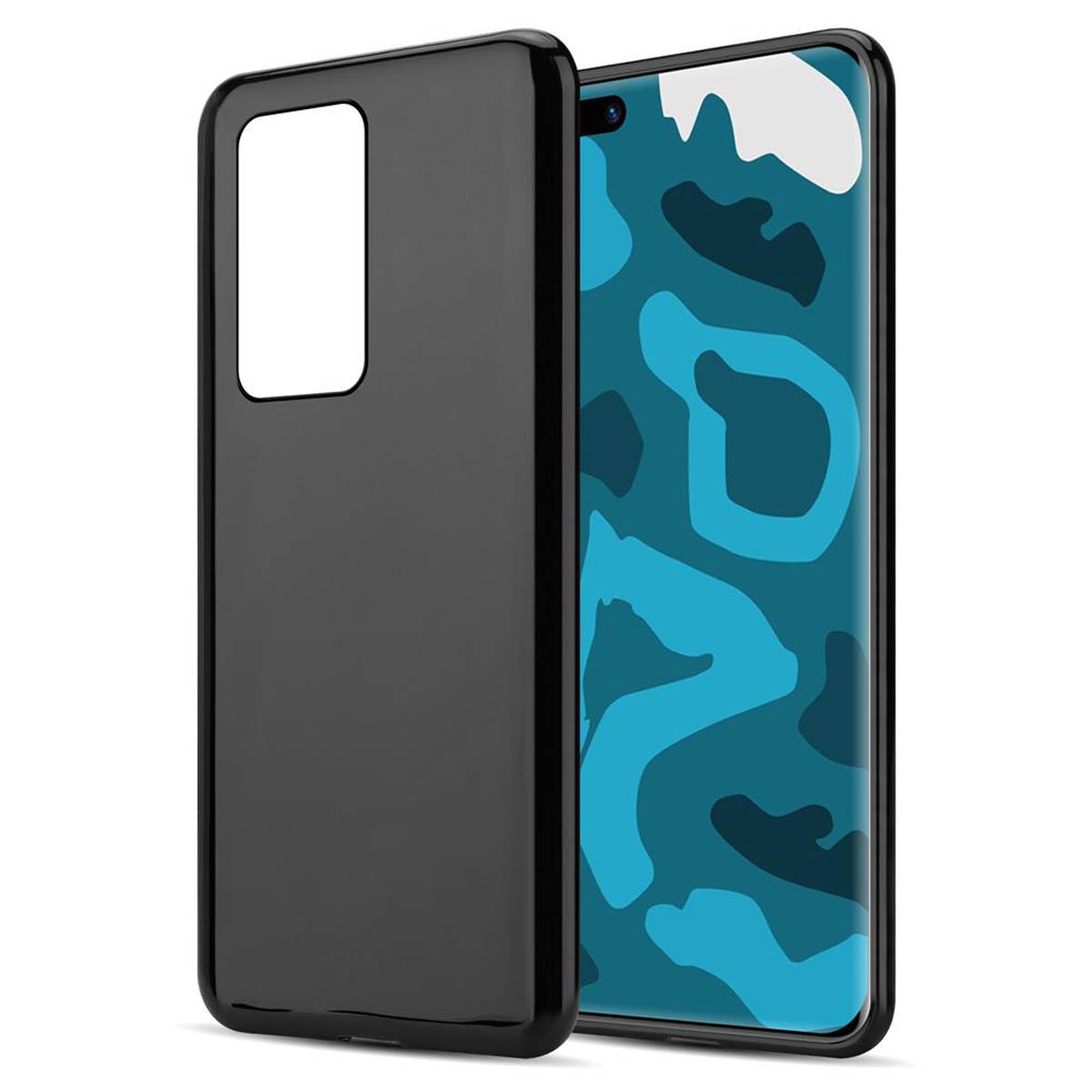 Cadorabo Hülle für Huawei P40 Schutz Hülle in Schwarz Schutzhülle TPU Silikon Cover Etui Case