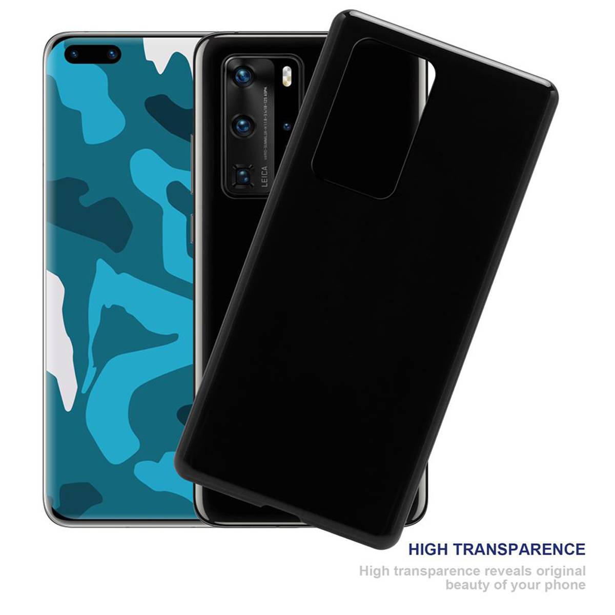 Cadorabo Hülle für Huawei P40 Schutz Hülle in Schwarz Schutzhülle TPU Silikon Cover Etui Case