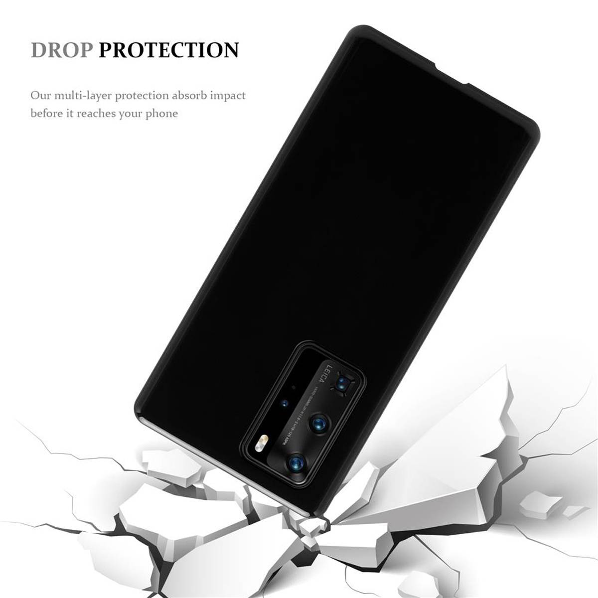 Cadorabo Hülle für Huawei P40 Schutz Hülle in Schwarz Schutzhülle TPU Silikon Cover Etui Case