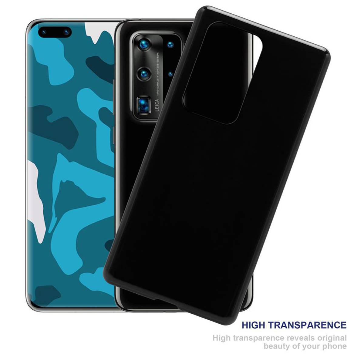 Cadorabo Hülle für Huawei P40 PRO / P40 PRO+ Schutz Hülle in Schwarz Schutzhülle TPU Silikon Cover Etui Case