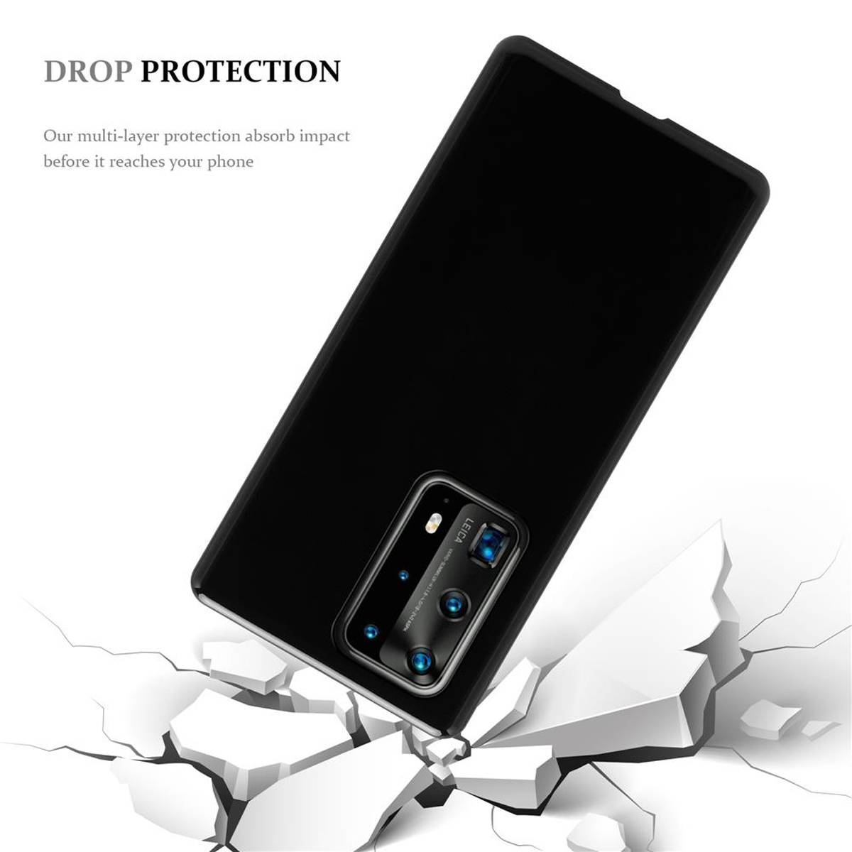 Cadorabo Hülle für Huawei P40 PRO / P40 PRO+ Schutz Hülle in Schwarz Schutzhülle TPU Silikon Cover Etui Case
