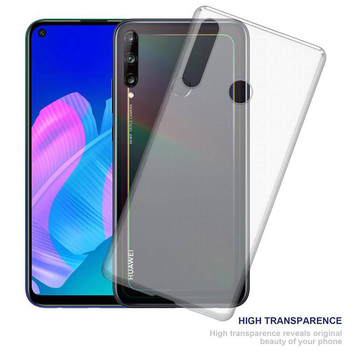 Cadorabo Hülle für Huawei P40 LITE E Schutz Hülle in Transparent Schutzhülle TPU Silikon Cover Etui Case