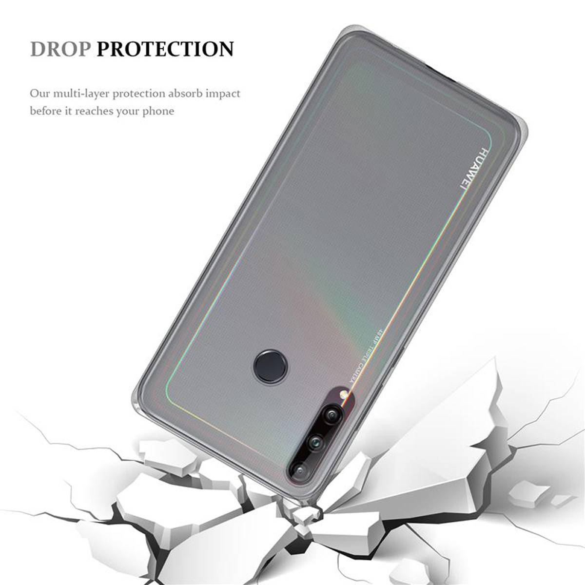 Cadorabo Hülle für Huawei P40 LITE E Schutz Hülle in Transparent Schutzhülle TPU Silikon Cover Etui Case