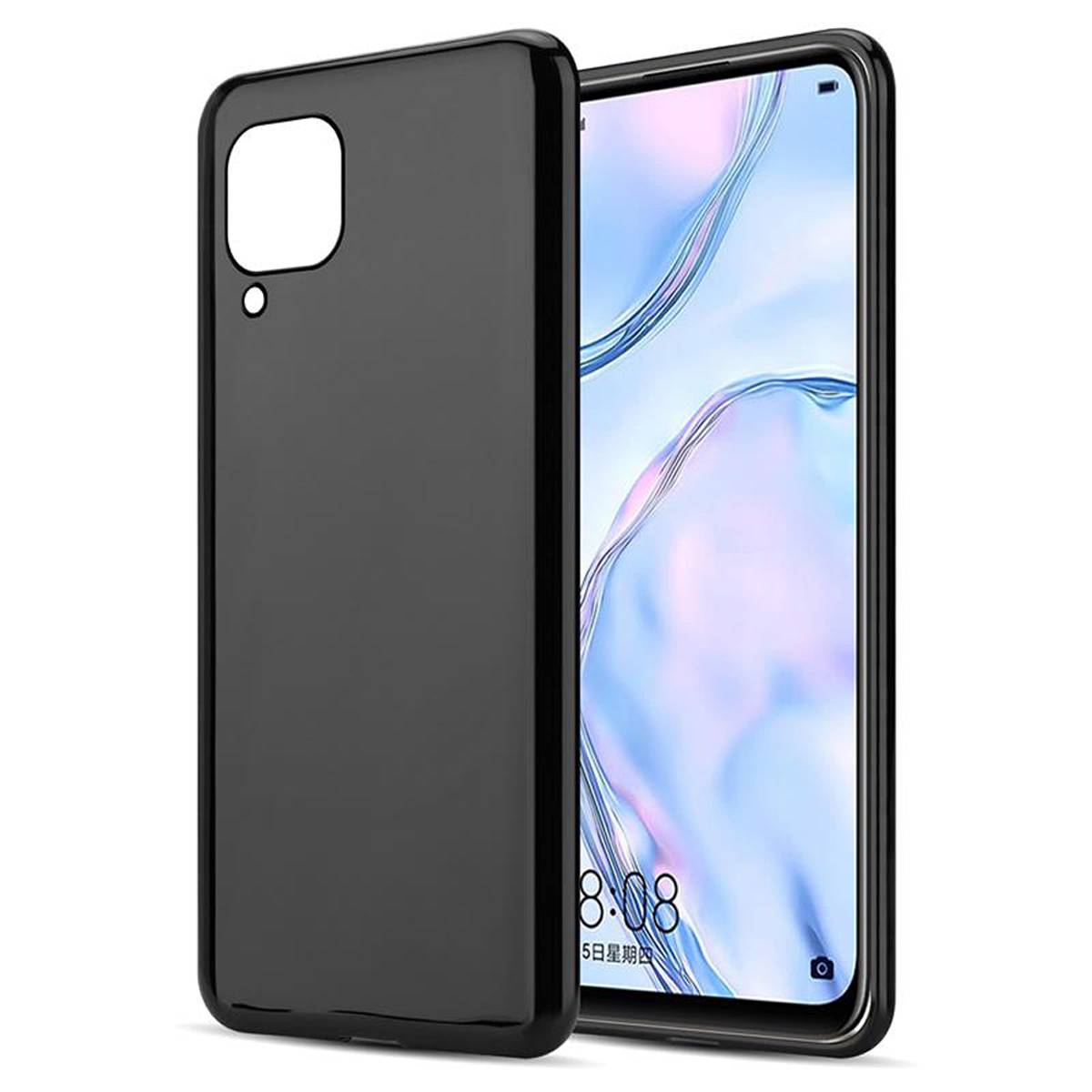 Cadorabo Hülle für Huawei NOVA 6 SE / P40 LITE / NOVA 7i Schutz Hülle in Schwarz Schutzhülle TPU Silikon Cover Etui Case