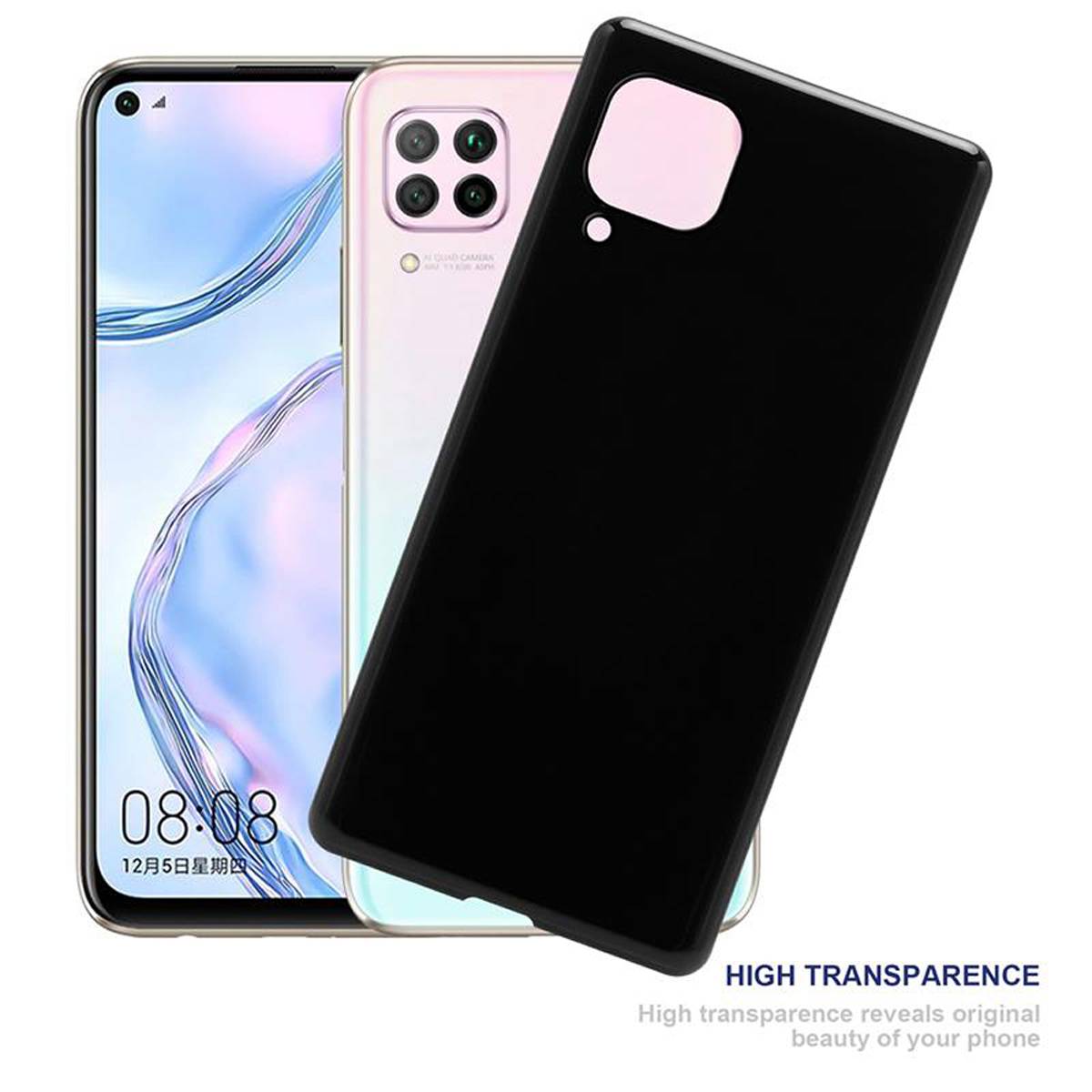 Cadorabo Hülle für Huawei NOVA 6 SE / P40 LITE / NOVA 7i Schutz Hülle in Schwarz Schutzhülle TPU Silikon Cover Etui Case