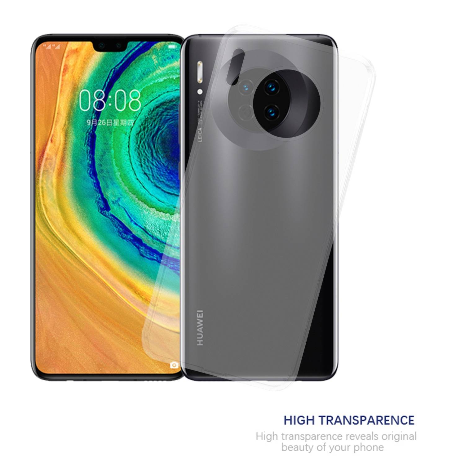 Cadorabo Hülle für Huawei MATE 30 Schutz Hülle in Transparent Schutzhülle TPU Silikon Cover Etui Case