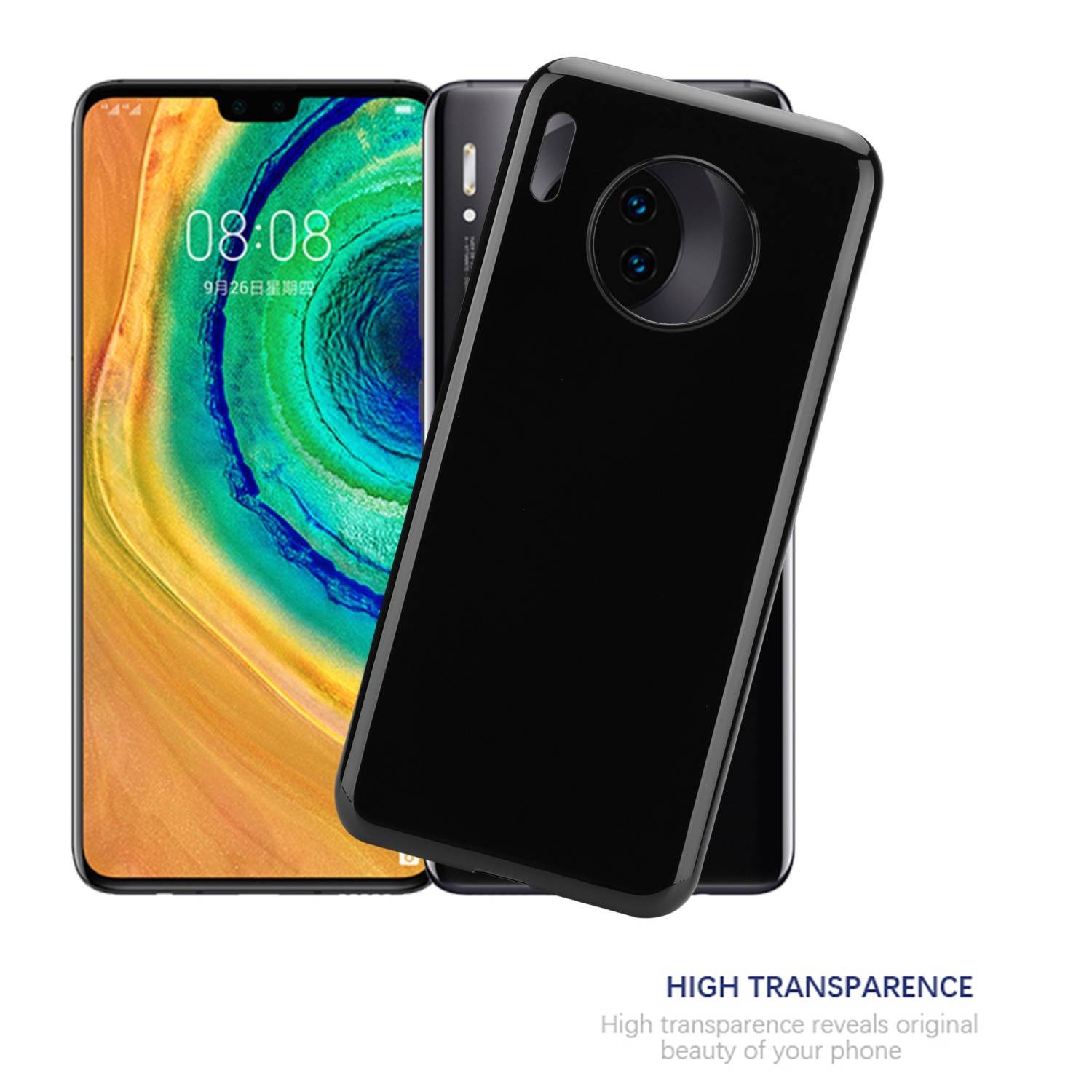 Cadorabo Hülle für Huawei MATE 30 Schutz Hülle in Schwarz Schutzhülle TPU Silikon Cover Etui Case