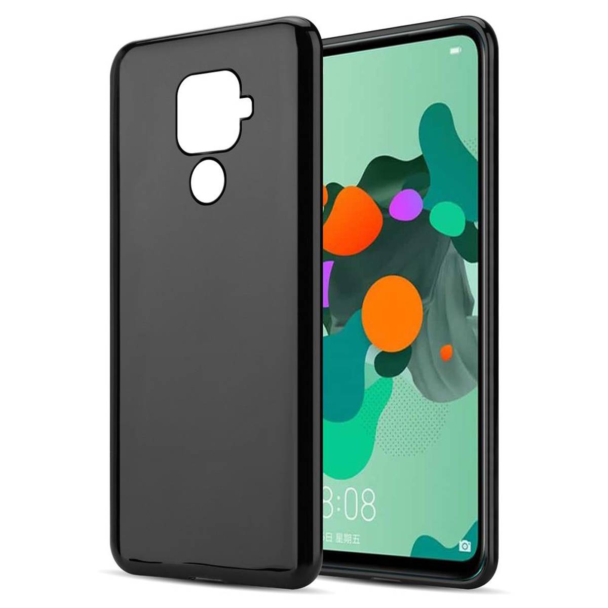Cadorabo Hülle für Huawei MATE 30 LITE Schutz Hülle in Schwarz Schutzhülle TPU Silikon Cover Etui Case