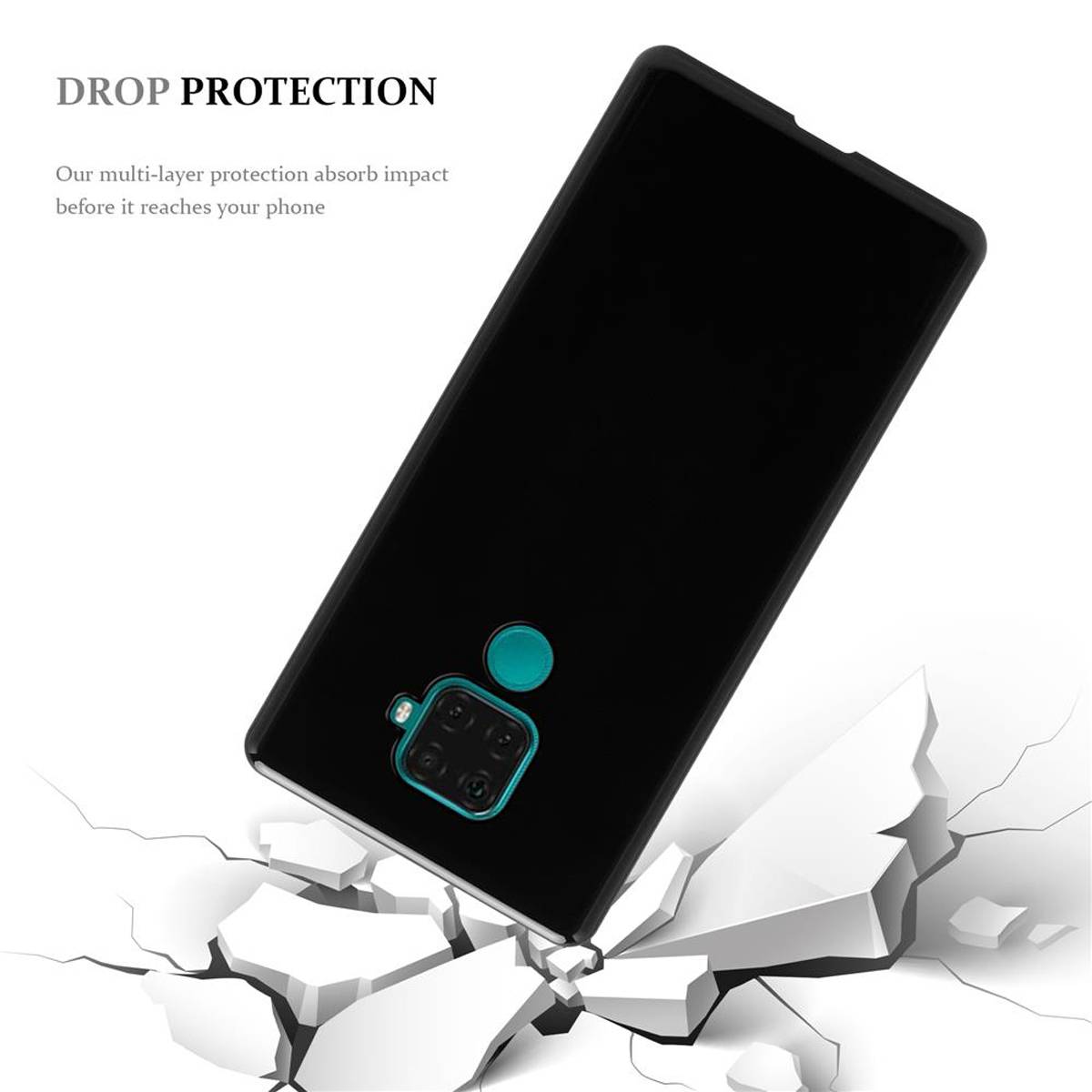 Cadorabo Hülle für Huawei MATE 30 LITE Schutz Hülle in Schwarz Schutzhülle TPU Silikon Cover Etui Case