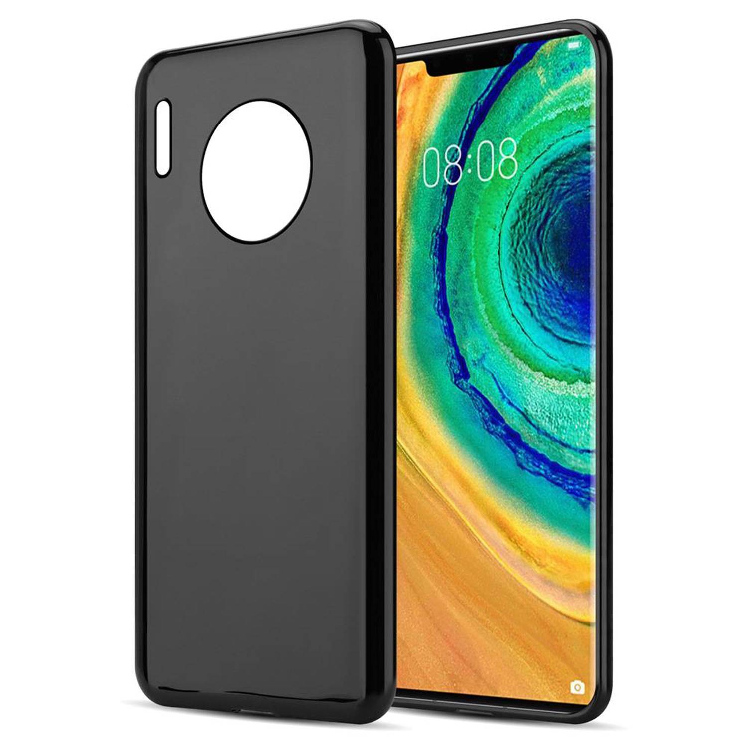 Cadorabo Hülle für Huawei MATE 30 PRO Schutz Hülle in Schwarz Schutzhülle TPU Silikon Cover Etui Case