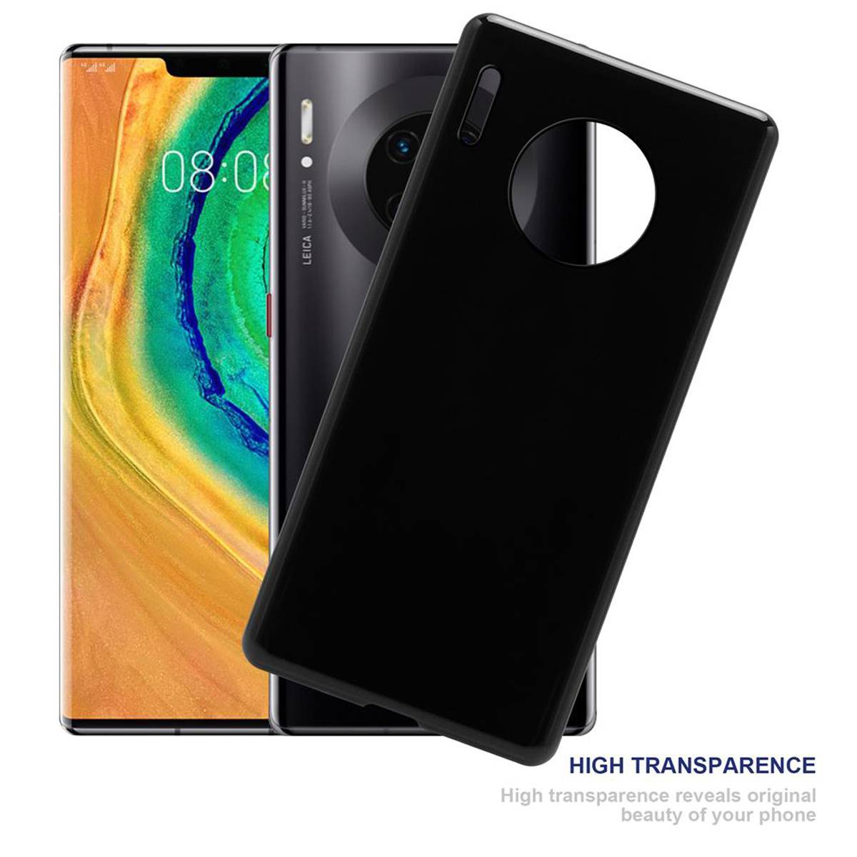 Cadorabo Hülle für Huawei MATE 30 PRO Schutz Hülle in Schwarz Schutzhülle TPU Silikon Cover Etui Case