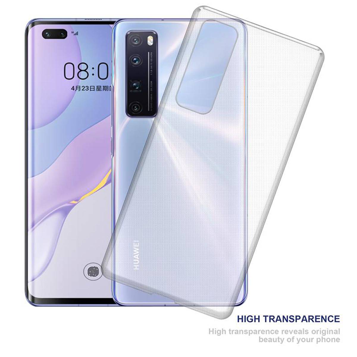 Cadorabo Hülle für Huawei NOVA 7 PRO 5G Schutz Hülle in Transparent Schutzhülle TPU Silikon Cover Etui Case