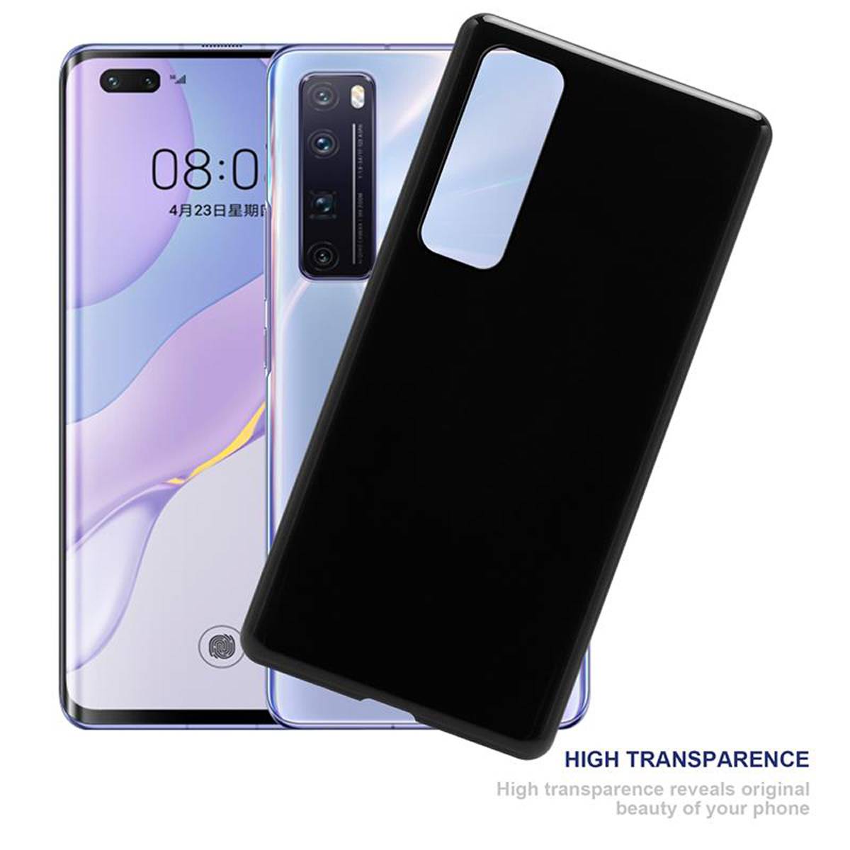 Cadorabo Hülle für Huawei NOVA 7 PRO 5G Schutz Hülle in Schwarz Schutzhülle TPU Silikon Cover Etui Case