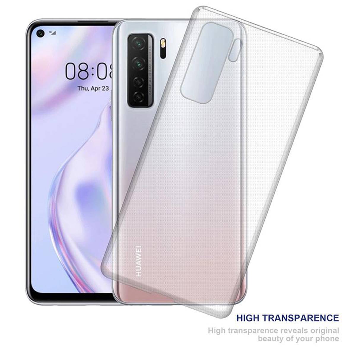 Cadorabo Hülle für Huawei NOVA 7 SE Schutz Hülle in Transparent Schutzhülle TPU Silikon Cover Etui Case