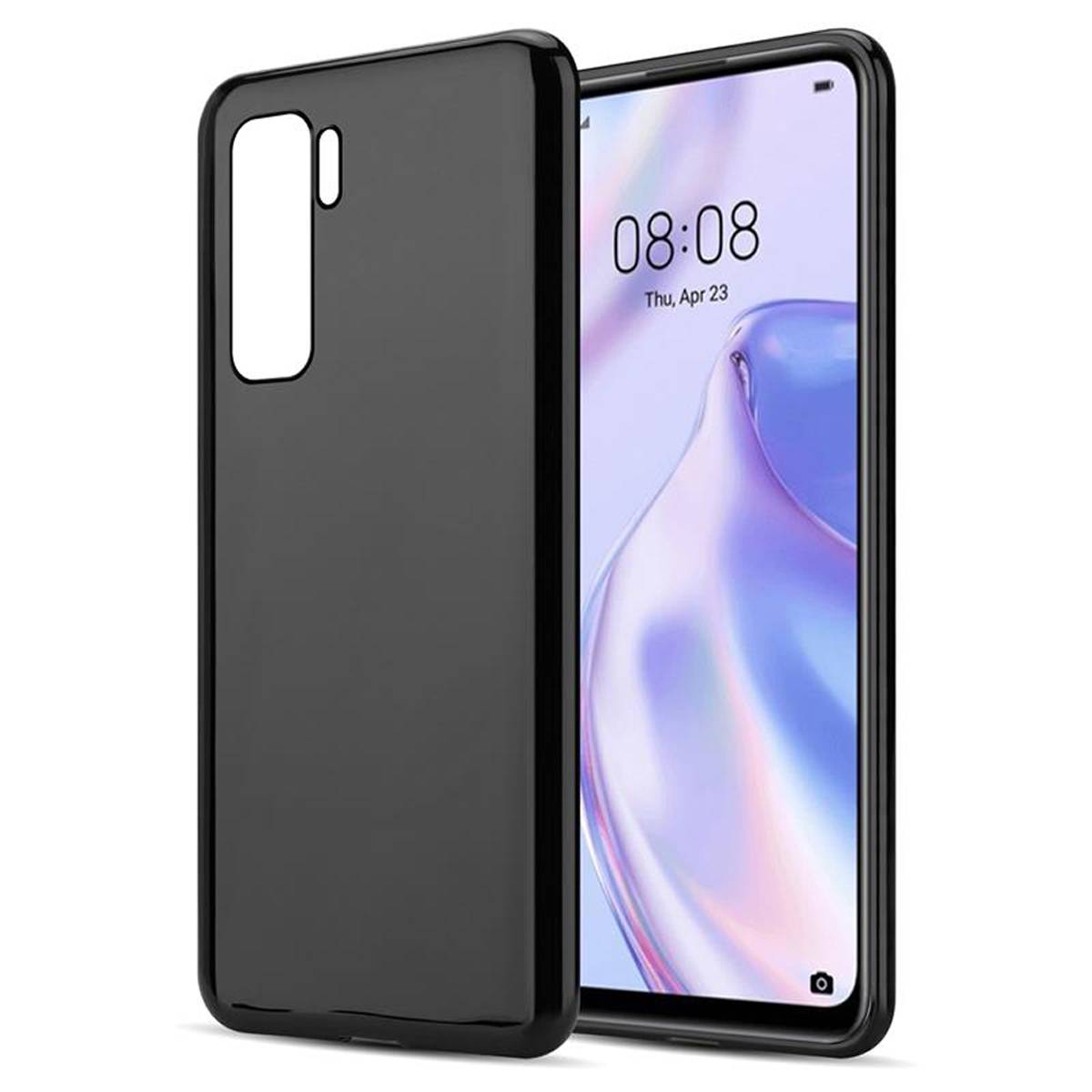 Cadorabo Hülle für Huawei NOVA 7 SE Schutz Hülle in Schwarz Schutzhülle TPU Silikon Cover Etui Case