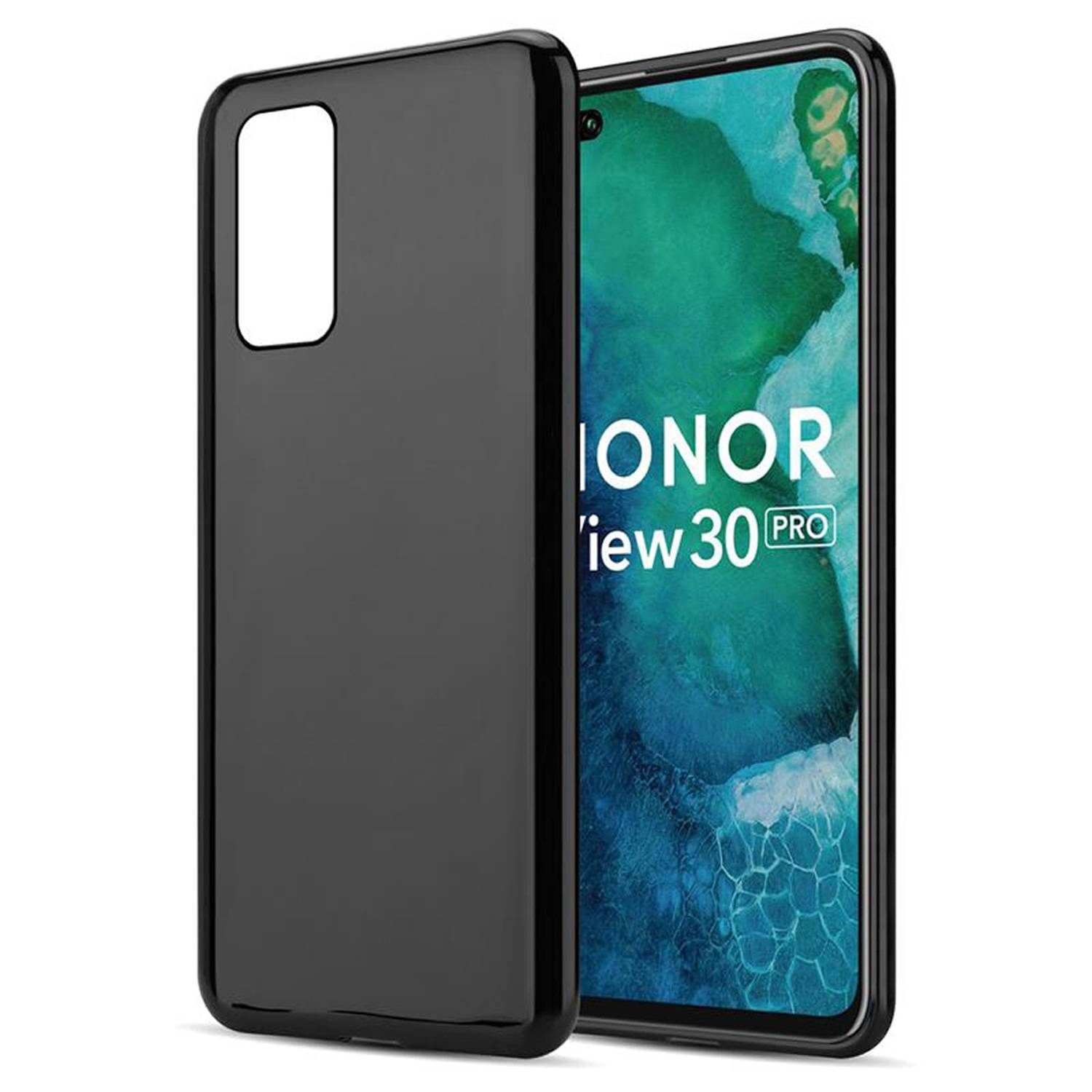Cadorabo Hülle für Honor View 30 PRO Schutz Hülle in Schwarz Schutzhülle TPU Silikon Cover Etui Case