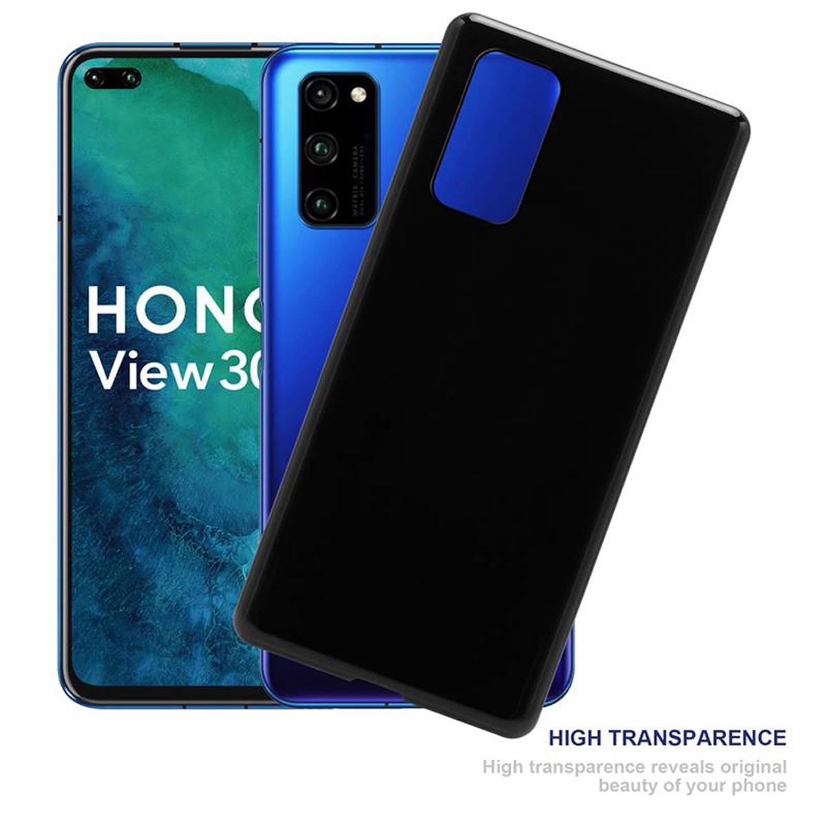 Cadorabo Hülle für Honor View 30 PRO Schutz Hülle in Schwarz Schutzhülle TPU Silikon Cover Etui Case