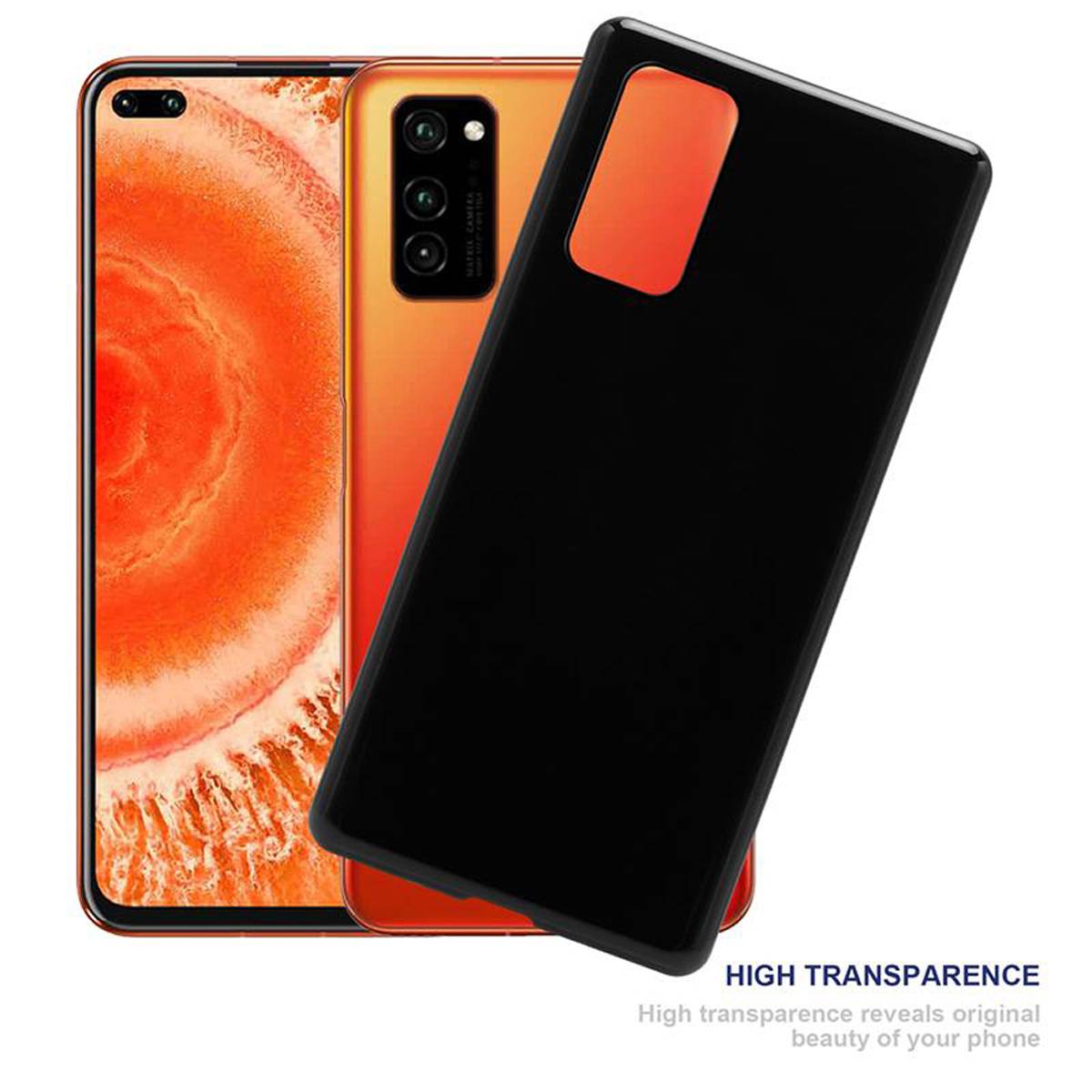 Cadorabo Hülle für Honor View 30 Schutz Hülle in Schwarz Schutzhülle TPU Silikon Cover Etui Case