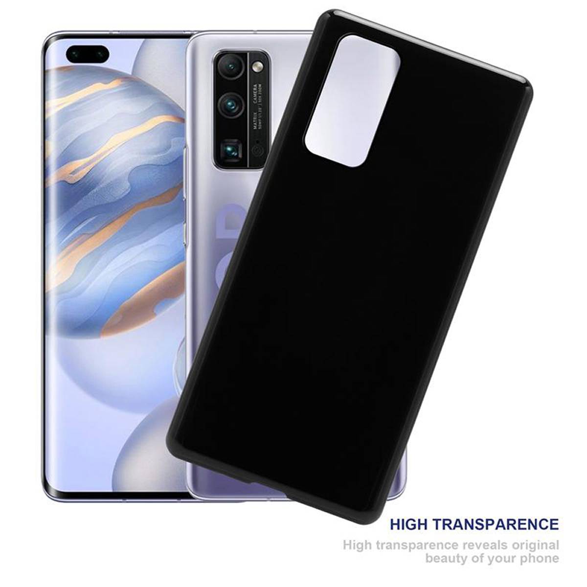 Cadorabo Hülle für Honor 30 PRO Schutz Hülle in Schwarz Schutzhülle TPU Silikon Cover Etui Case
