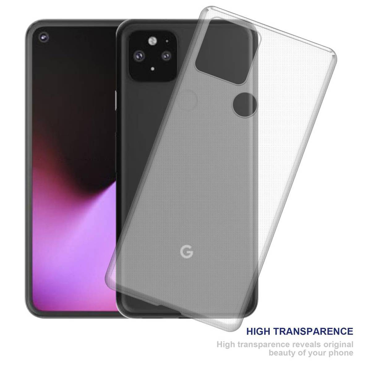 Cadorabo Hülle für Google PIXEL 5 Schutz Hülle in Transparent Schutzhülle TPU Silikon Cover Etui Case