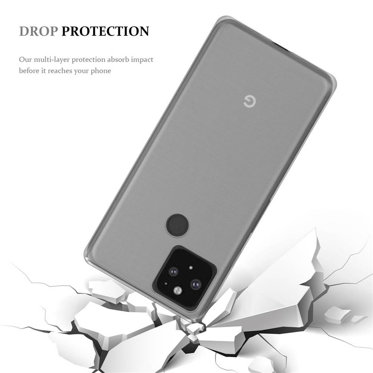 Cadorabo Hülle für Google PIXEL 5 Schutz Hülle in Transparent Schutzhülle TPU Silikon Cover Etui Case