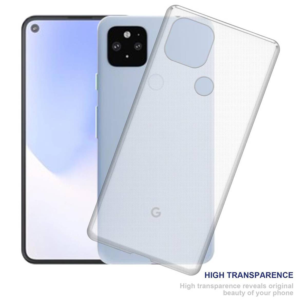 Cadorabo Hülle für Google PIXEL 5 XL Schutz Hülle in Transparent Schutzhülle TPU Silikon Cover Etui Case