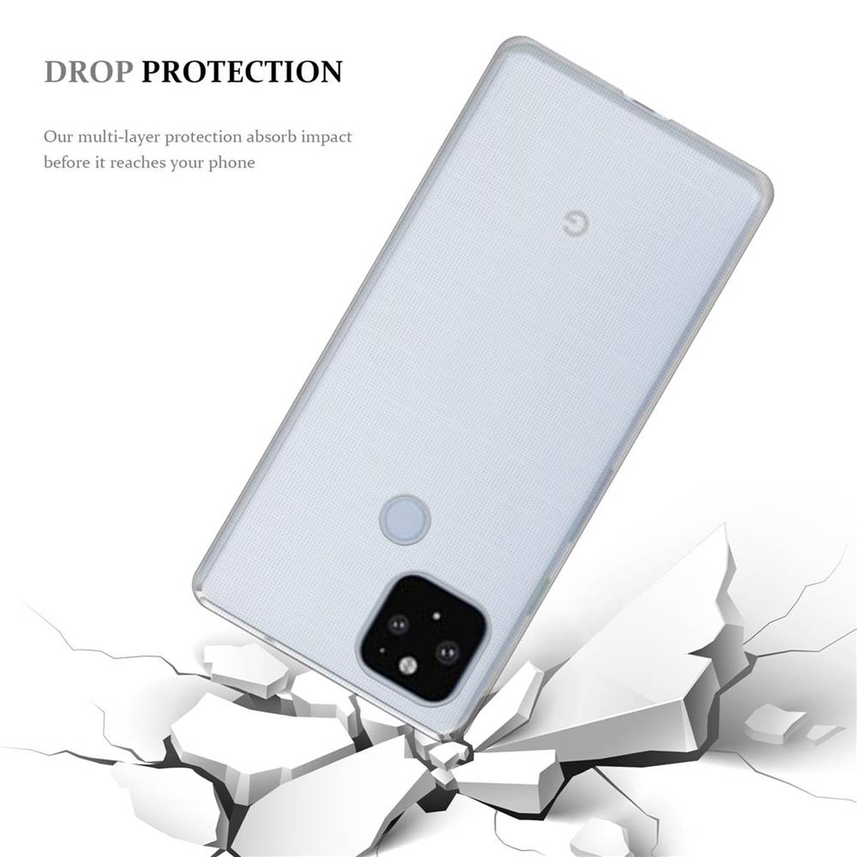 Cadorabo Hülle für Google PIXEL 5 XL Schutz Hülle in Transparent Schutzhülle TPU Silikon Cover Etui Case