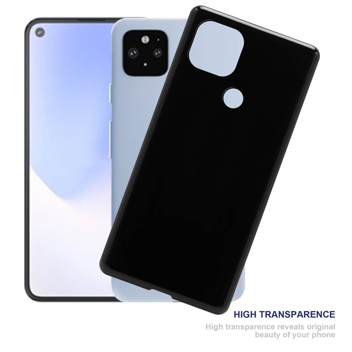 Cadorabo Hülle für Google PIXEL 5 XL Schutz Hülle in Schwarz Schutzhülle TPU Silikon Cover Etui Case