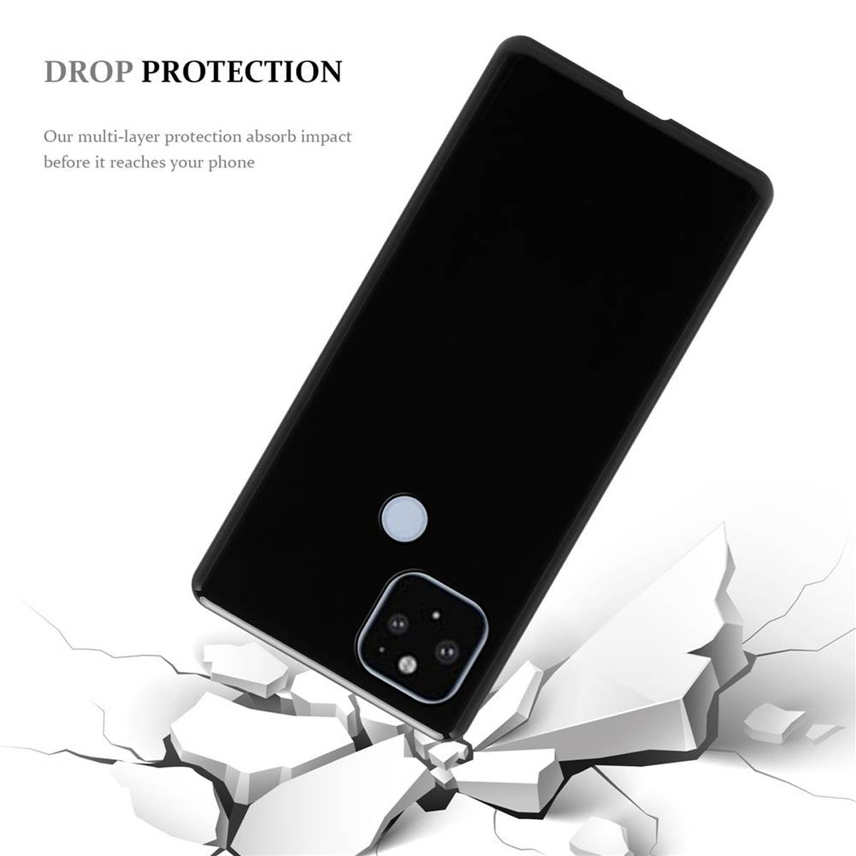 Cadorabo Hülle für Google PIXEL 5 XL Schutz Hülle in Schwarz Schutzhülle TPU Silikon Cover Etui Case