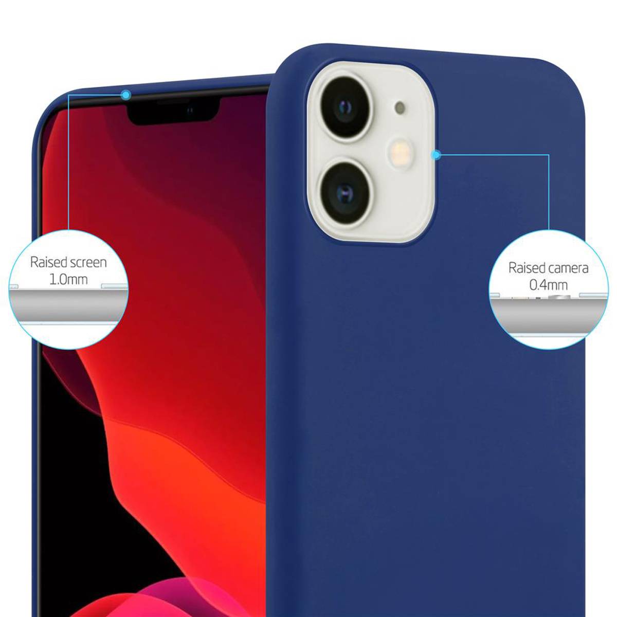 Cadorabo Hülle für Apple iPhone 12 MINI Schutzhülle in Blau Handyhülle TPU Silikon Etui Case Cover