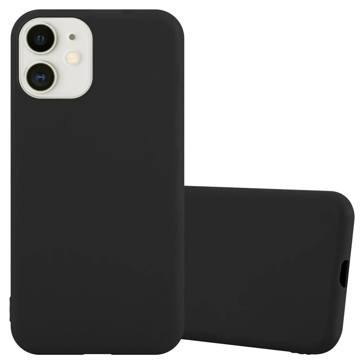Cadorabo Hülle für Apple iPhone 12 MINI Schutzhülle in Schwarz Handyhülle TPU Silikon Etui Case Cover