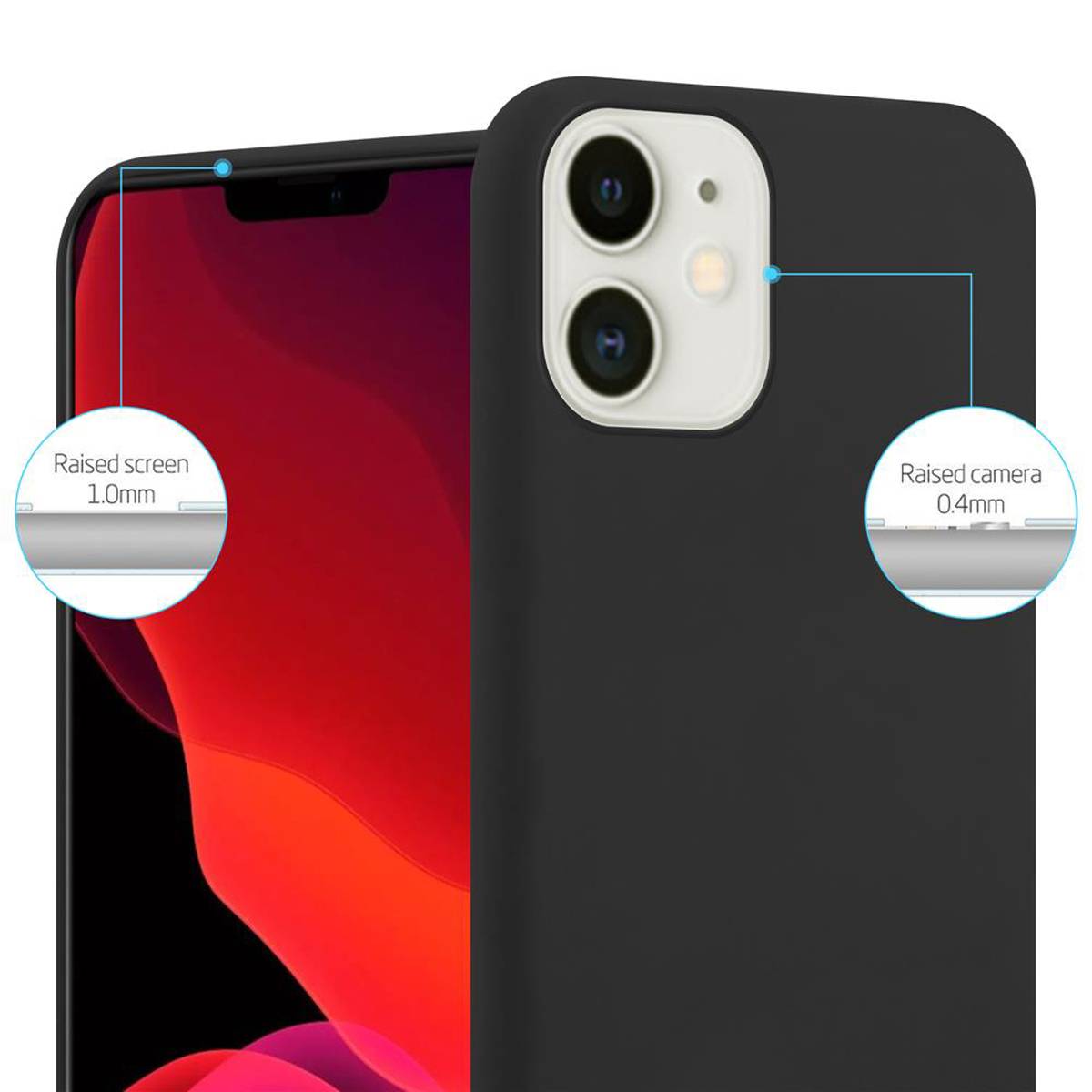 Cadorabo Hülle für Apple iPhone 12 MINI Schutzhülle in Schwarz Handyhülle TPU Silikon Etui Case Cover