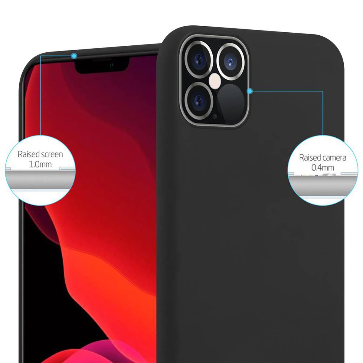 Cadorabo Hülle für Apple iPhone 12 / 12 PRO Schutzhülle in Schwarz Handyhülle TPU Silikon Etui Case Cover