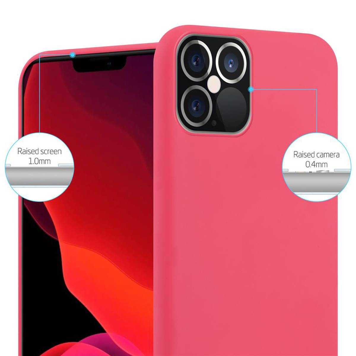 Cadorabo Hülle für Apple iPhone 12 PRO MAX Schutzhülle in Rot Handyhülle TPU Silikon Etui Case Cover