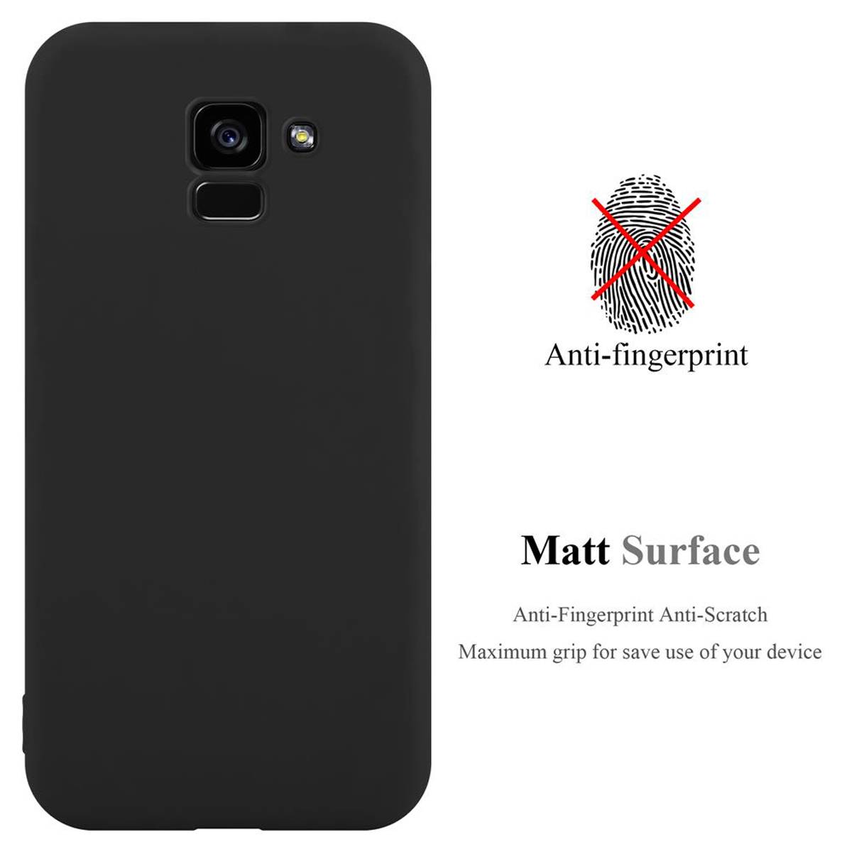 Cadorabo Hülle für Samsung Galaxy A5 2018 Schutzhülle in Schwarz Handyhülle TPU Silikon Etui Case Cover