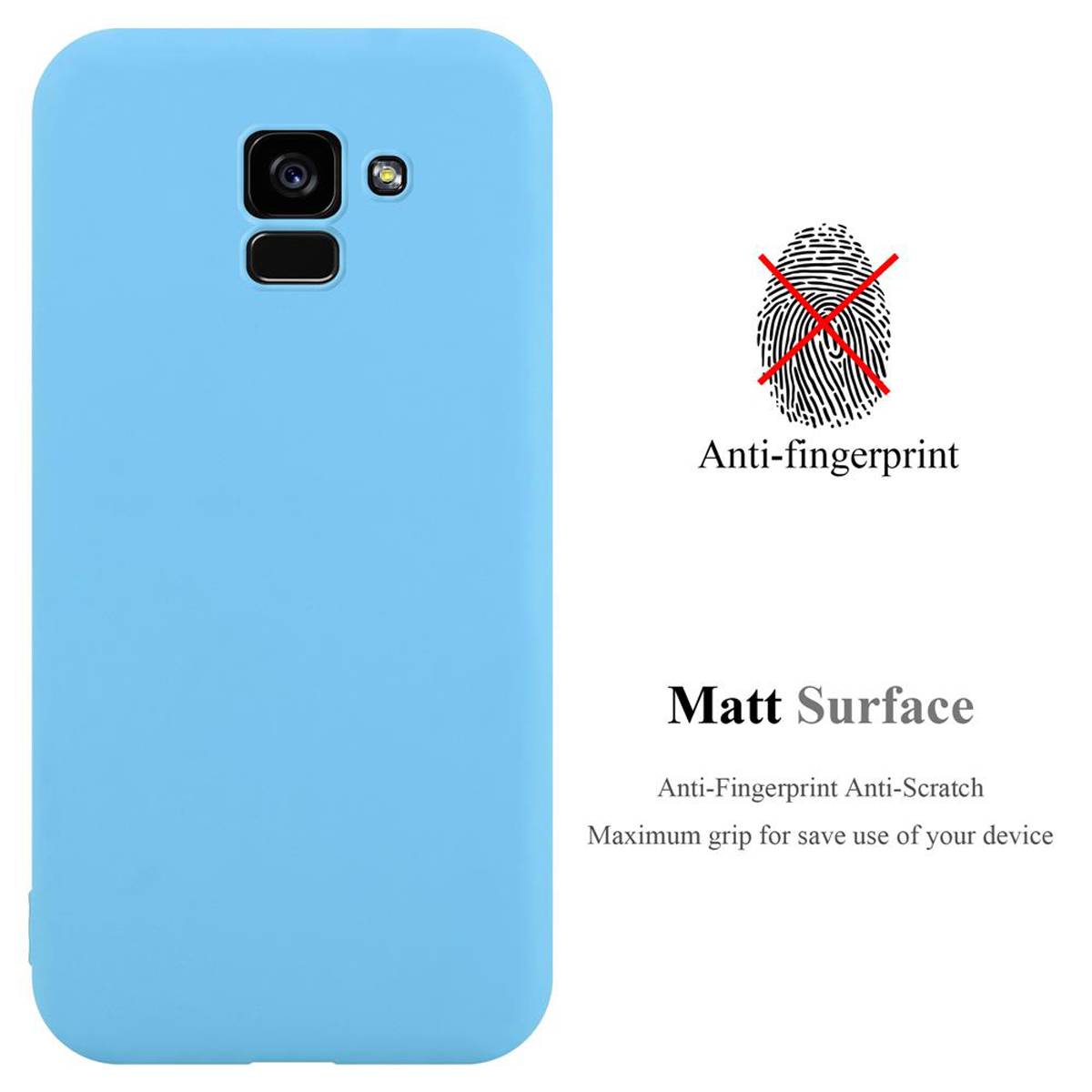 Cadorabo Hülle für Samsung Galaxy A5 2018 Schutzhülle in Blau Handyhülle TPU Silikon Etui Case Cover